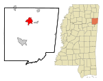 Monroe County Mississippi Incorporated and Unincorporated areas Amory Highlighted